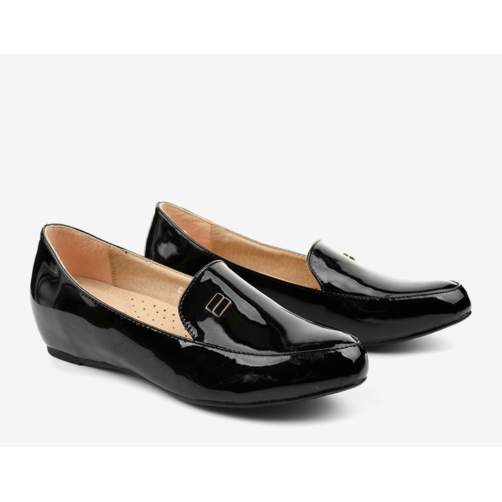 Mocasini lăcuți negri pe pană C16 negru 2