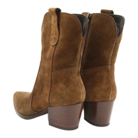 Cizme cowboy din piele de căprioară Gamis 4009 maro 3