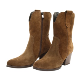 Cizme cowboy din piele de căprioară Gamis 4009 maro 2