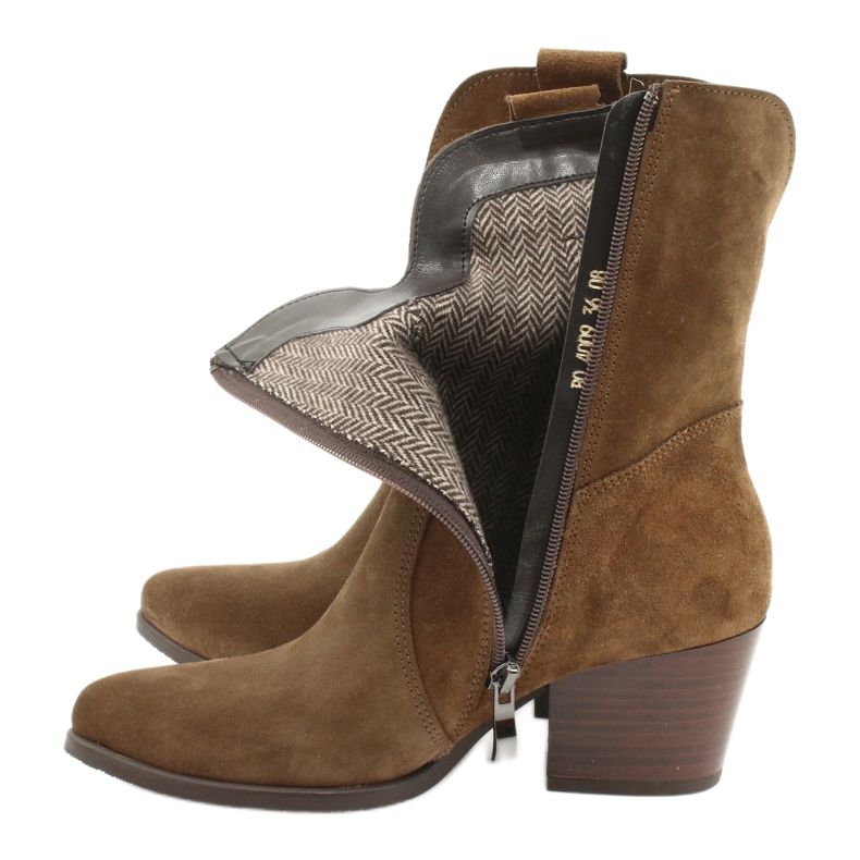 Cizme cowboy din piele de căprioară Gamis 4009 maro 4