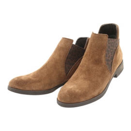 Gamis Botine slip-on din piele intoarsa 4036 maro 2