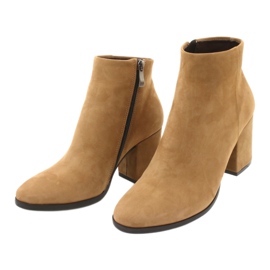 Kaniowski Cizme de piele pentru femei K-0307 Toffee/bej 2