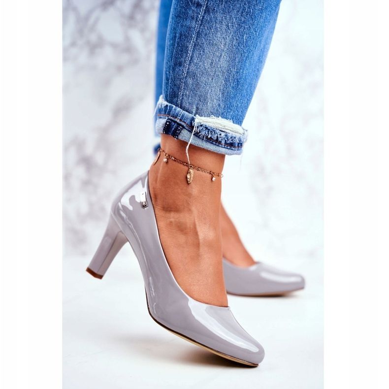 Pompă de damă Sergio Leone Orsola lăcuită gri 1