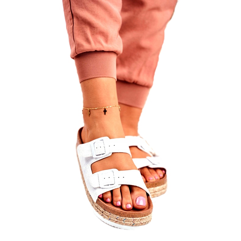 Papuci de damă Big Star White FF274665 alb multicolor 2