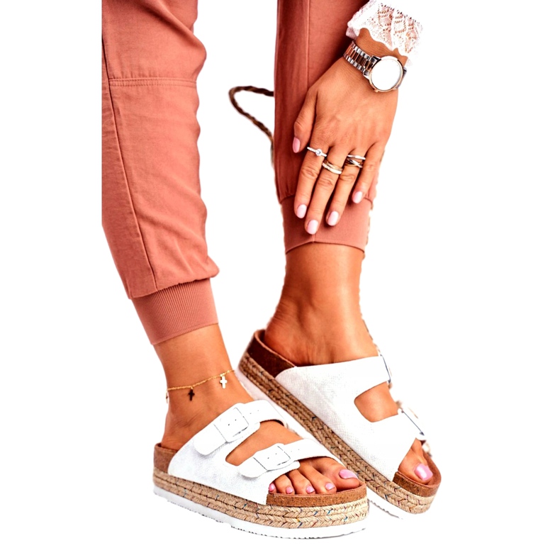 Papuci de damă Big Star White FF274665 alb multicolor 1