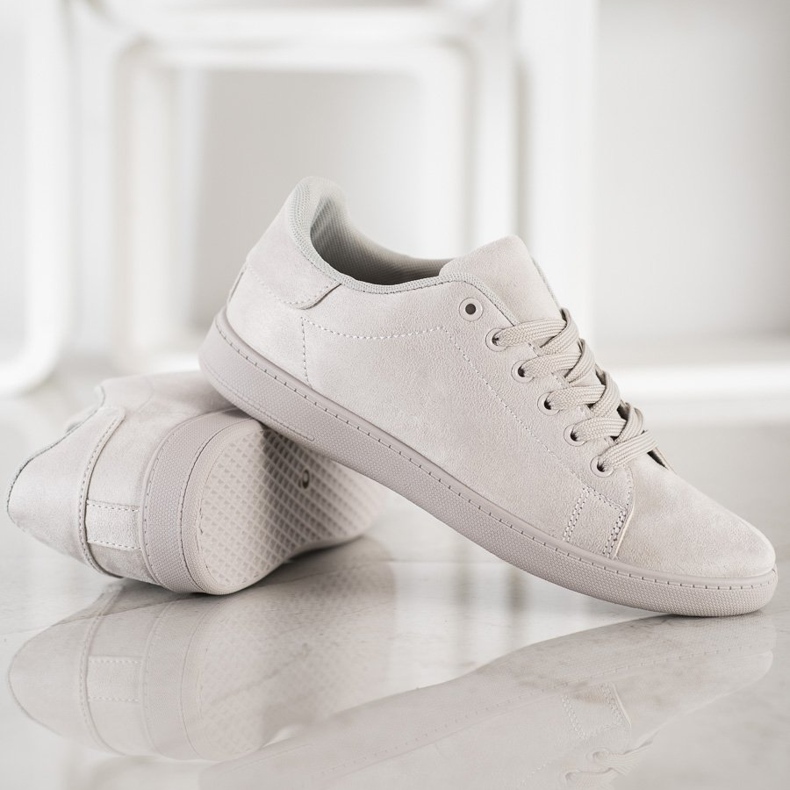 SHELOVET Adidași din piele de căprioară gri 2