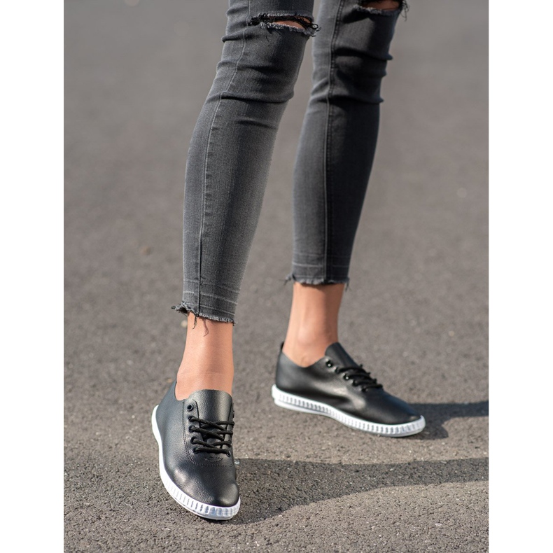 SHELOVET Adidași negri cu piele ecologică negru 1