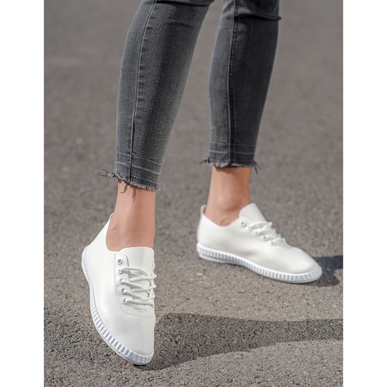 SHELOVET Adidași albi cu piele ecologică 1