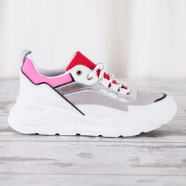 SHELOVET Adidași cu șiret elegant alb multicolor 2
