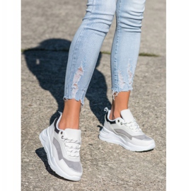 SHELOVET Adidași cu șiret elegant alb 2
