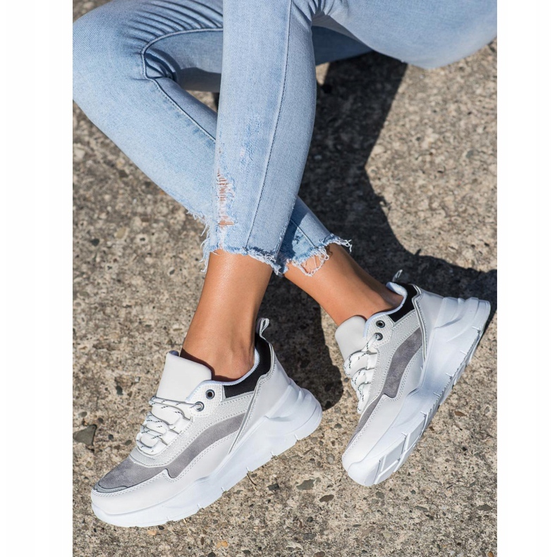 SHELOVET Adidași cu șiret elegant alb 1