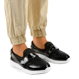 Pantofi sport alunecați negru și alb B120-1 1