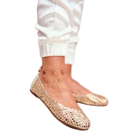 Balerini de damă Lu Boo pentru femei, trăsături aurite, împletite de aur 2