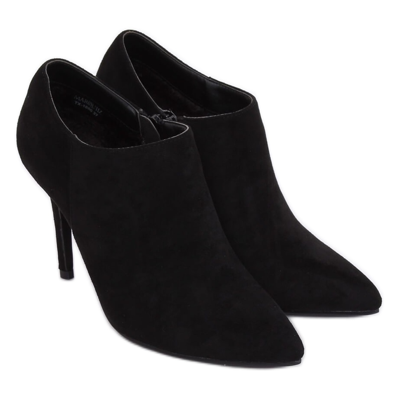 Pantofi negri din piele intoarsa pe toc stiletto TX-1850 Negru 1 Pantofi negri din piele intoarsa pe toc stiletto TX-1850 Negru 1