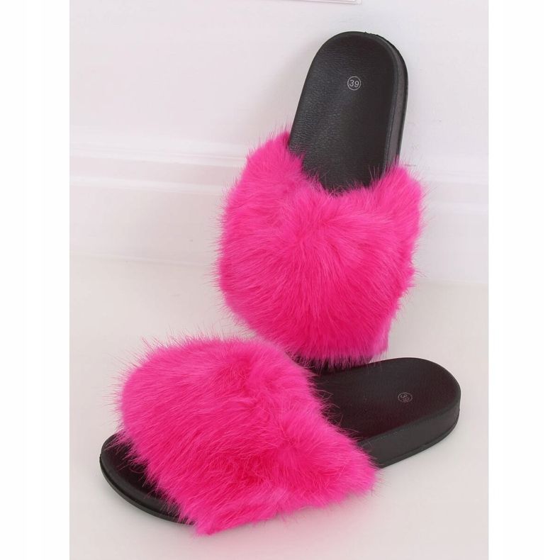 Papuci din blană fucsia CK107P Fushia roz 1 Papuci din blană fucsia CK107P Fushia roz 1