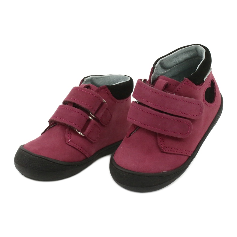 Pantofi cu velcro inima Mazurek 1341 claret / negru roșu 2