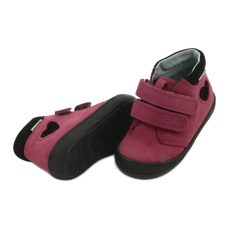 Pantofi cu velcro inima Mazurek 1341 claret / negru roșu 3