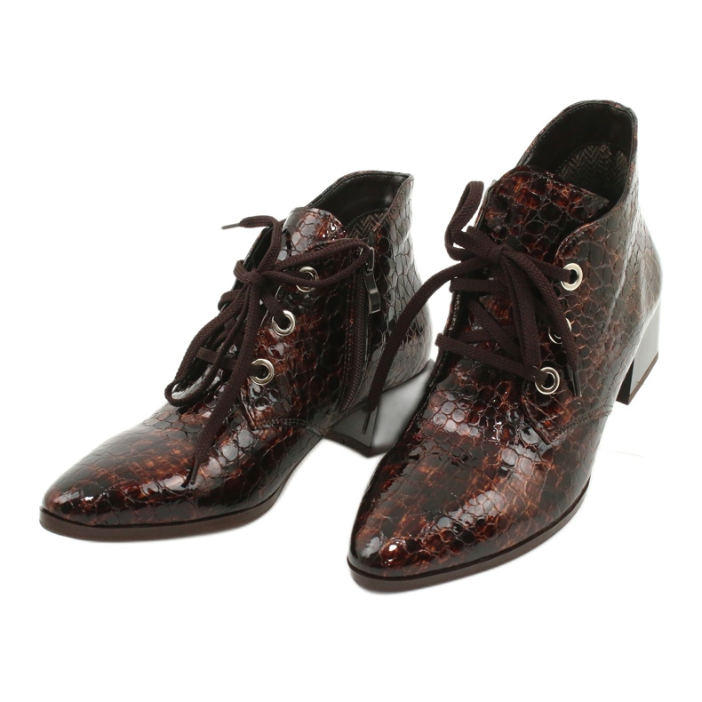 Gamis Ghete din piele de șarpe lăcuite 4055 maro 2