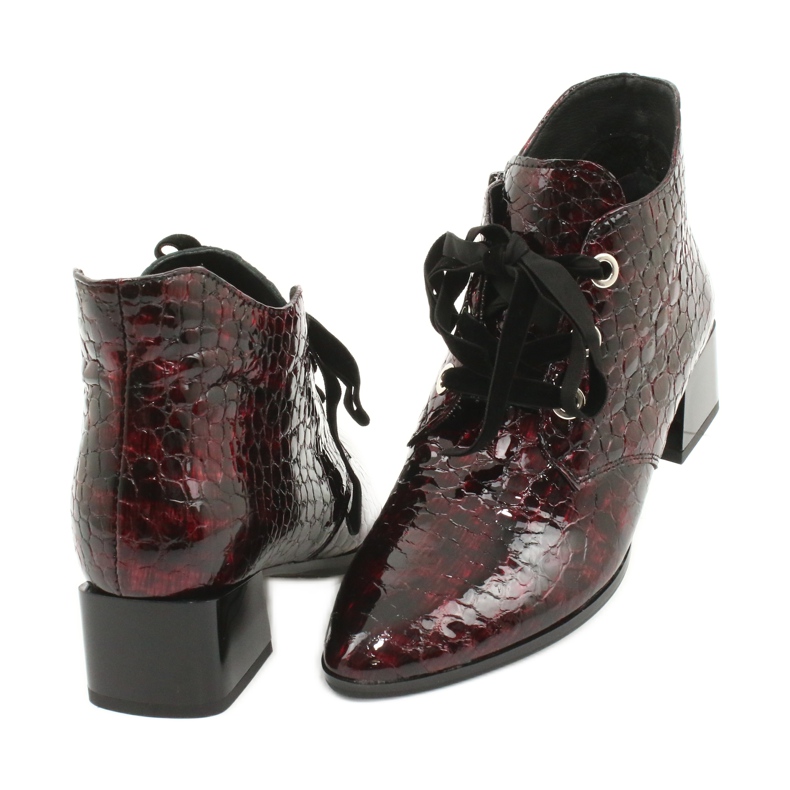 Gamis Ghete din piele de șarpe lăcuite 4055 negru roșu 3