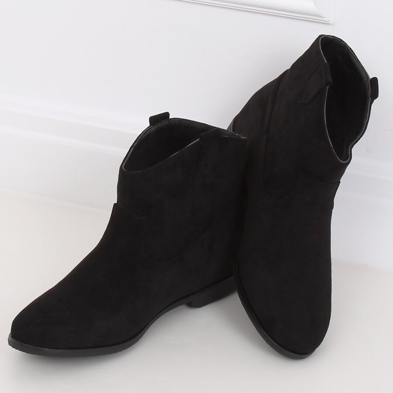 Negru TX-1876 Cizme plate de cowboy negre 2