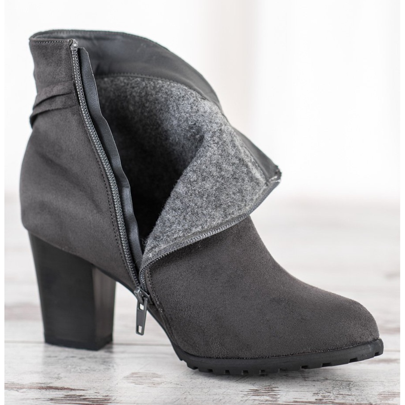 Goodin Cizme gri cu centură decorativă 1 Goodin Cizme gri cu centură decorativă 1