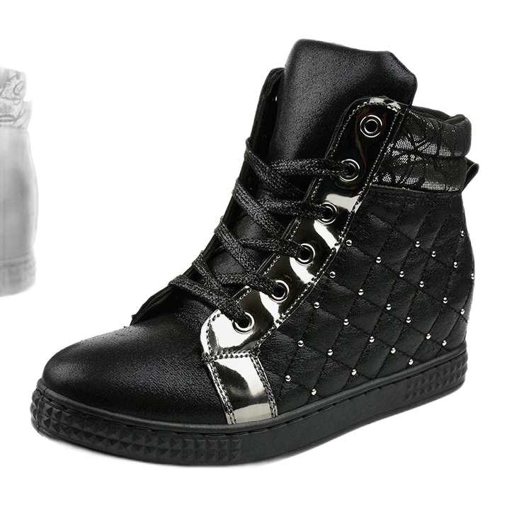 Adidași negri pe pană R468-2 negru 1 Adidași negri pe pană R468-2 negru 1