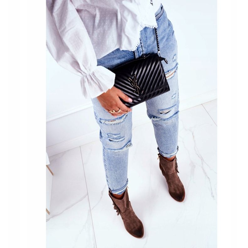 Exquisite Cizme Quintana din piele Cappuccino pentru femei, cu toc înalt maro 2