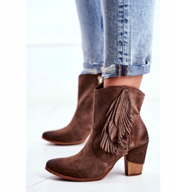 Exquisite Cizme Quintana din piele Cappuccino pentru femei, cu toc înalt maro 1