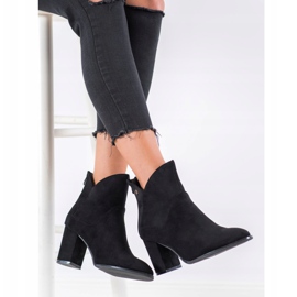 SHELOVET Cizme din piele de căprioară cu toc înalt negru 1