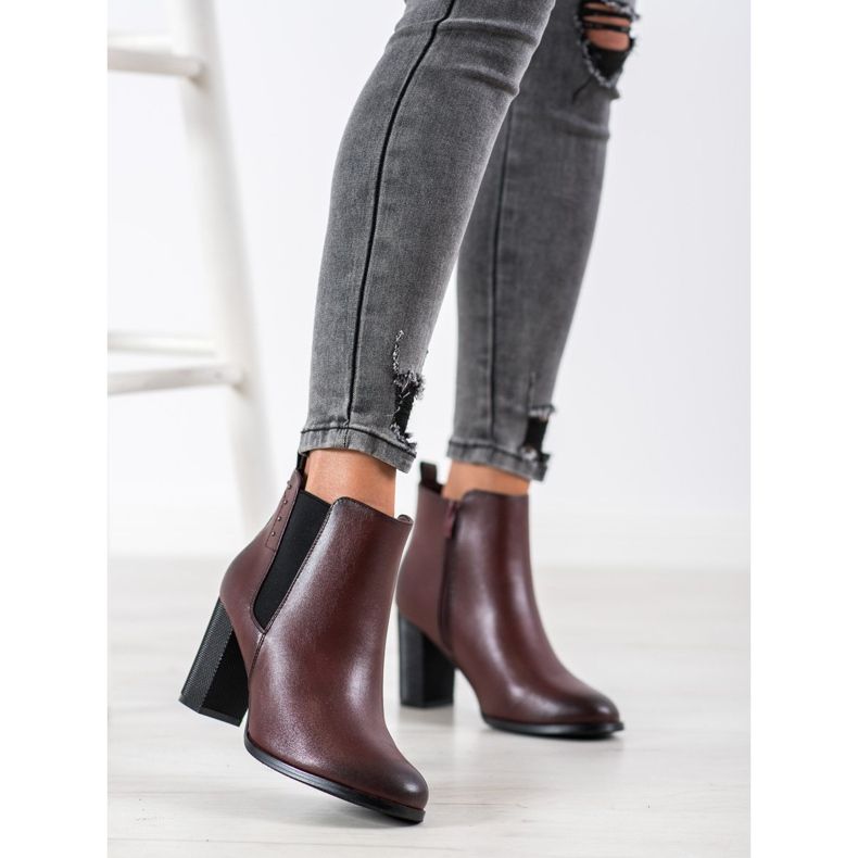 SHELOVET Cizme cu toc decorativ maro 1