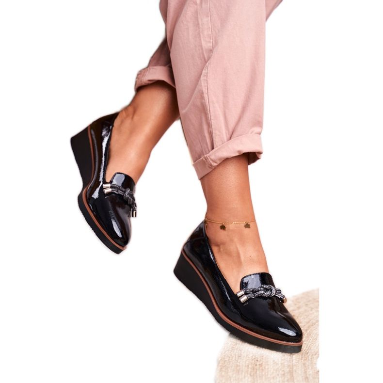 Vinceza Mocasini negri dama lăcuți pe pană Abba negru 2