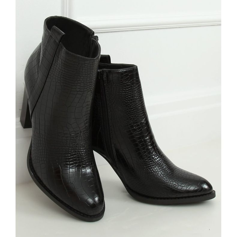 Tocuri înalte din piele de șarpe negru UK10 Negru 1