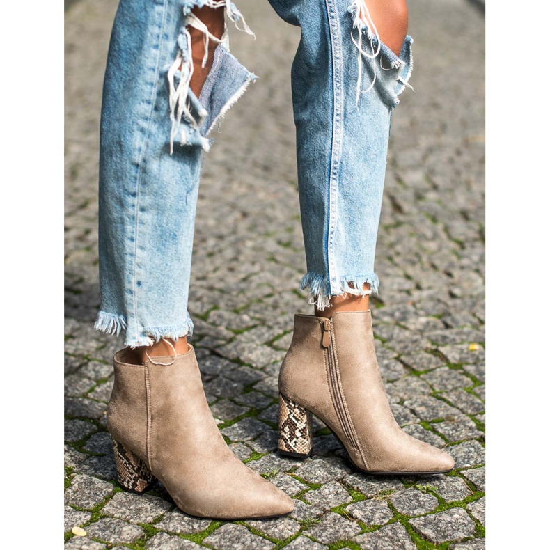 Cizme cu motiv șarpe VINCEZA bej 1