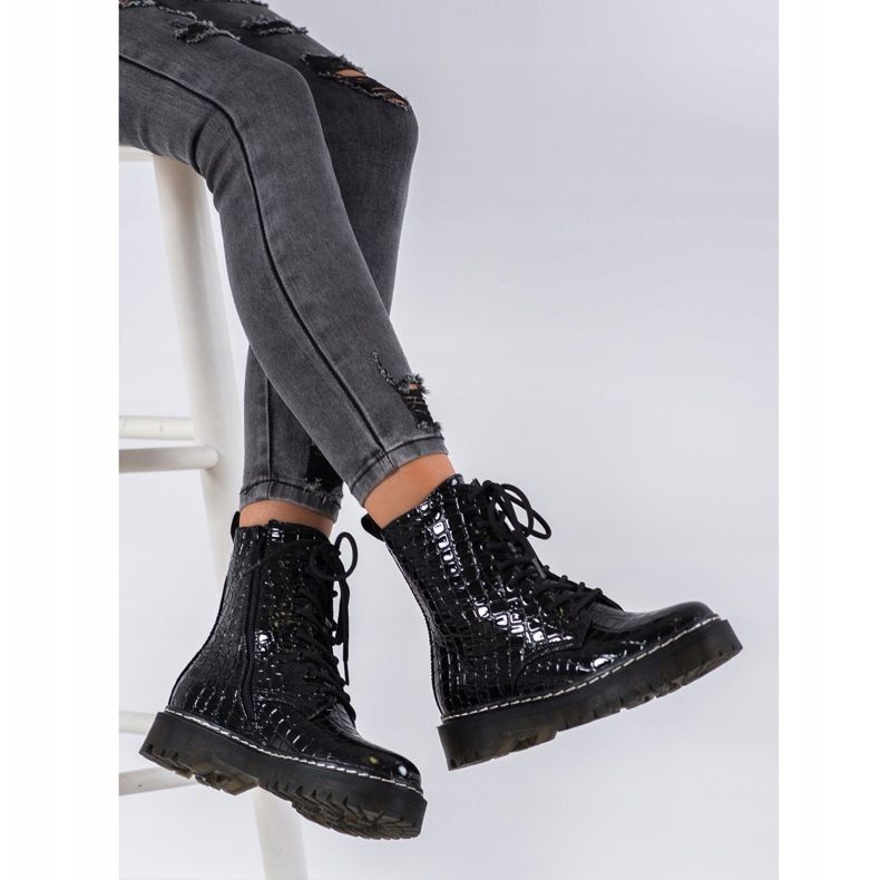 SHELOVET Cizme cu model negru 1