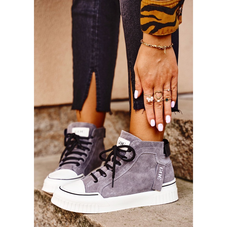 Pantofi sport din piele pentru femei GOE Gri GG2N3079 maro 1