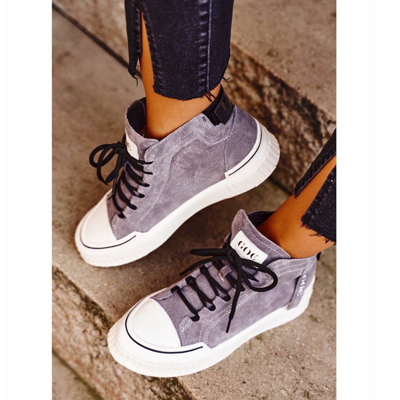 Pantofi sport din piele pentru femei GOE Gri GG2N3079 maro 2