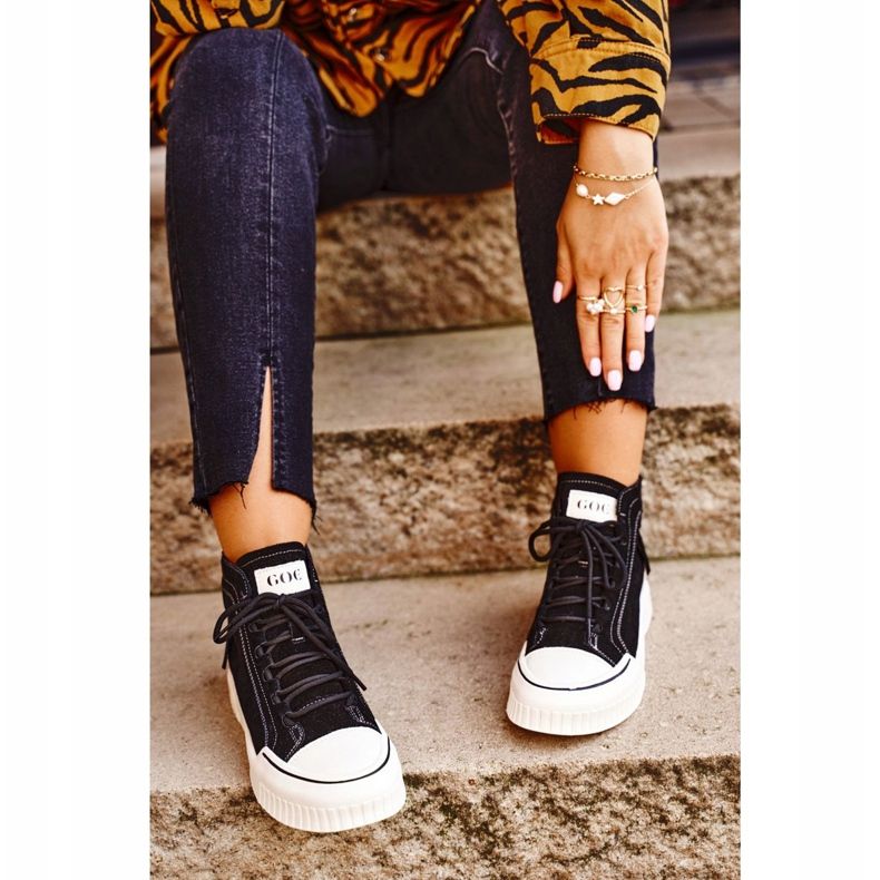 Pantofi sport din piele pentru femei GOE Negru GG2N3062 2