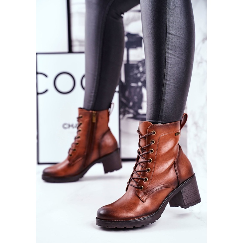 Vinceza Cizme pentru femei pe toc înalt Fibre maro 2