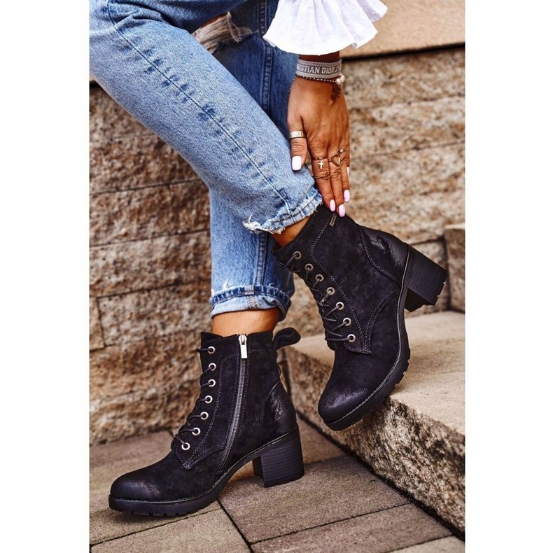 Vinceza Cizme calde negre pentru femei, vertiginoase pe toc negru 1