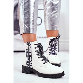 Vinceza Cizme de damă White Verso alb negru 2