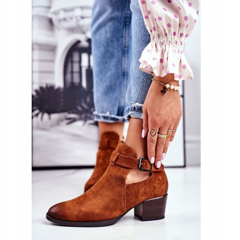 Vinceza Cizme de damă pe toc înalt cu decupaje Camel Sicilia maro 1