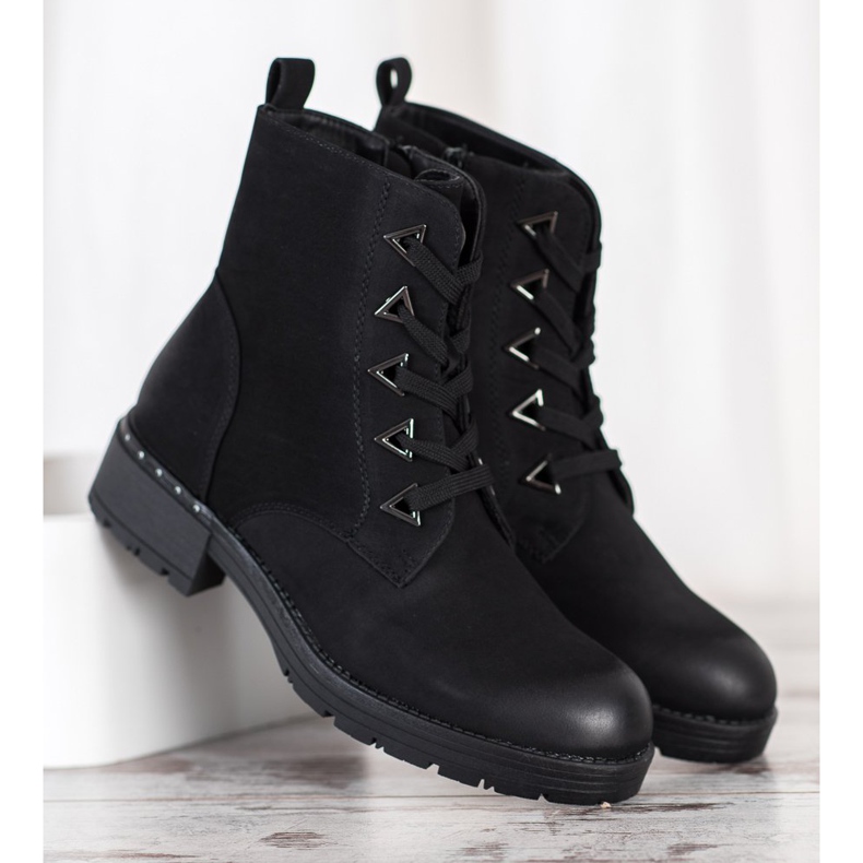 Sergio Leone Cizme negre cu dantelă negru 1 Sergio Leone Cizme negre cu dantelă negru 1