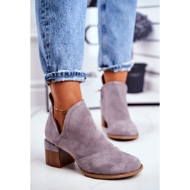 Cizmele de damă pe toc înalt decupează mini meliori gri 2 Cizmele de damă pe toc înalt decupează mini meliori gri 2