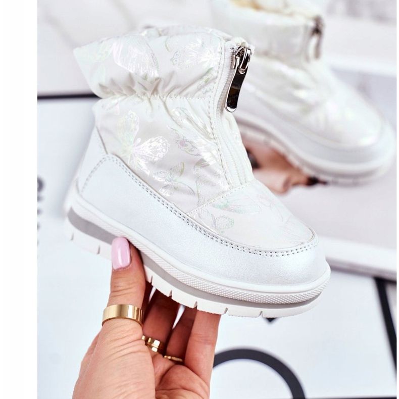 WEESTEP Cizme de zăpadă caldă din lână pentru copii, bule albe 2