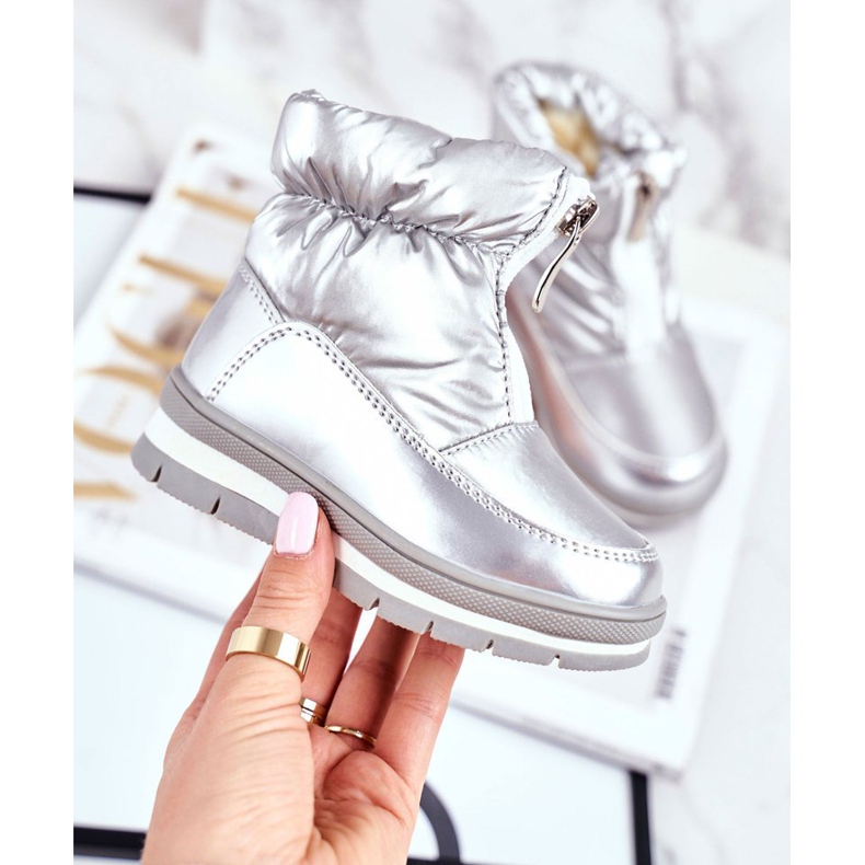 WEESTEP Cizme pentru zăpadă caldă din lână pentru copii, cu bule de argint 2