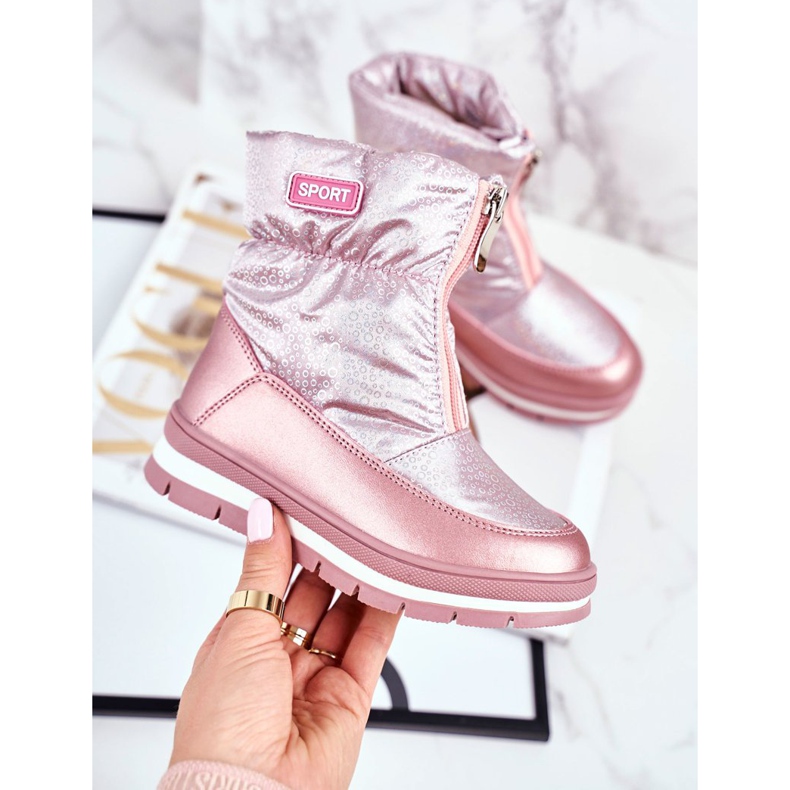 WEESTEP Cizme de zăpadă pentru copii încălzite cu bule roz din lână 1