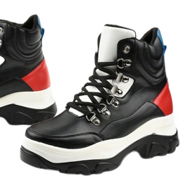 Adidași negri colorat Neamelira alb negru roșu 1