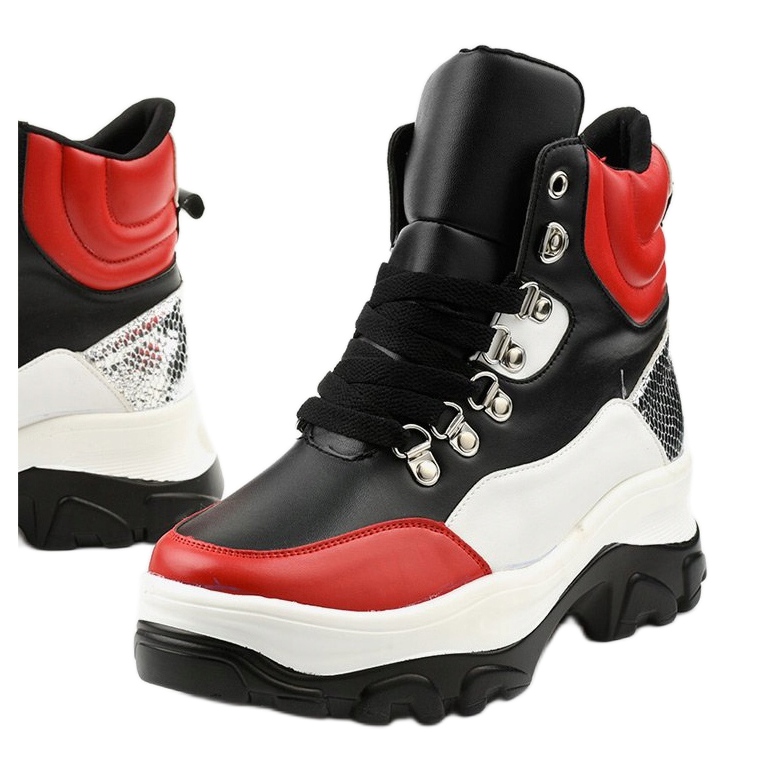 Adidași roșii colorate Neamelira negru roșu 1