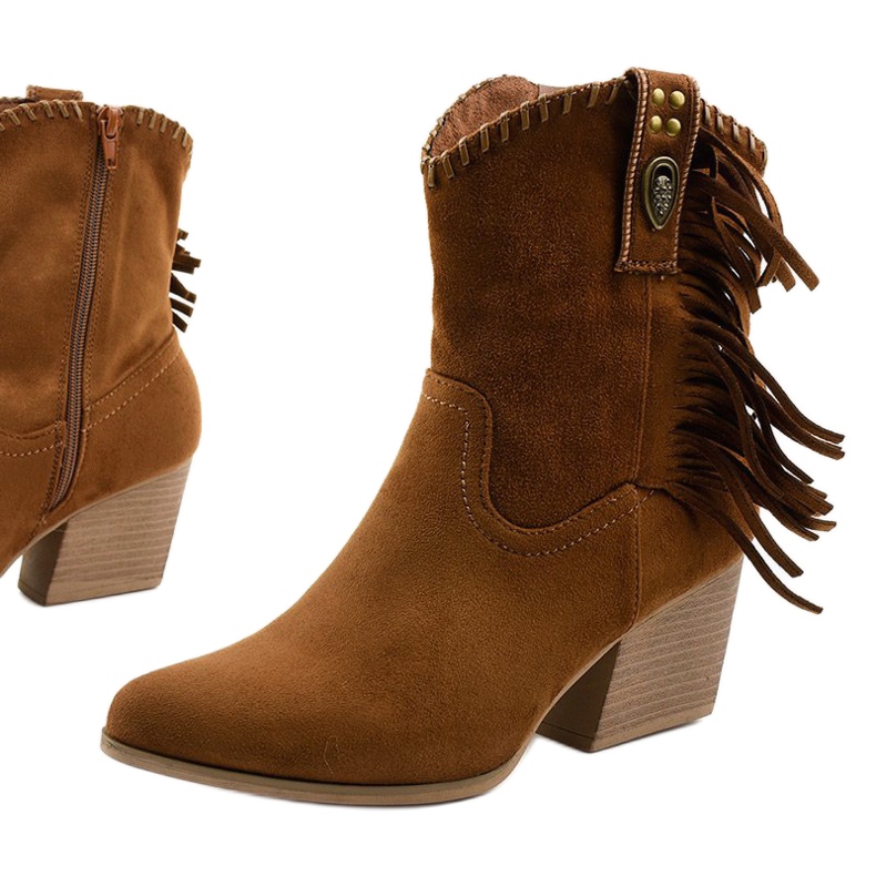 Cizme cowboy din piele de căprioară maro de la Lamimeila 1