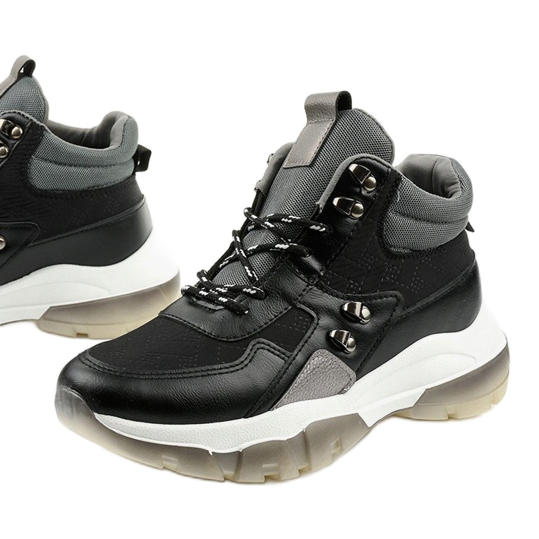 Adidași sport negri la modă din piele ecologică Donatella negru 1 Adidași sport negri la modă din piele ecologică Donatella negru 1